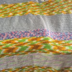 Hand Made..Multicolor Crochet Blanket 64x41
